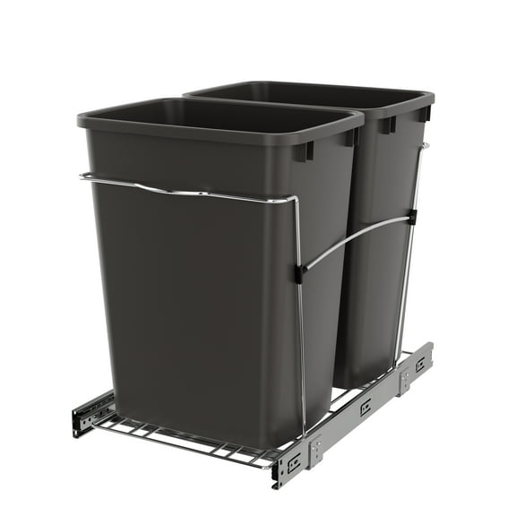 Rev-A-Shelf RV-18KD-13C-S Double 35 Quart Pullout Kitchen Waste Containers