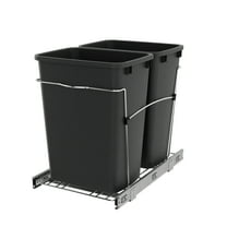 Rev-A-Shelf RV-18KD-18C S Double 35 Quart Pullout Waste Containers, Black