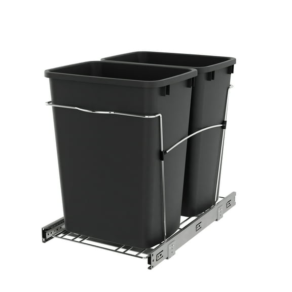 Rev-A-Shelf RV-18KD-18C S Double 35 Quart Pullout Waste Containers, Black