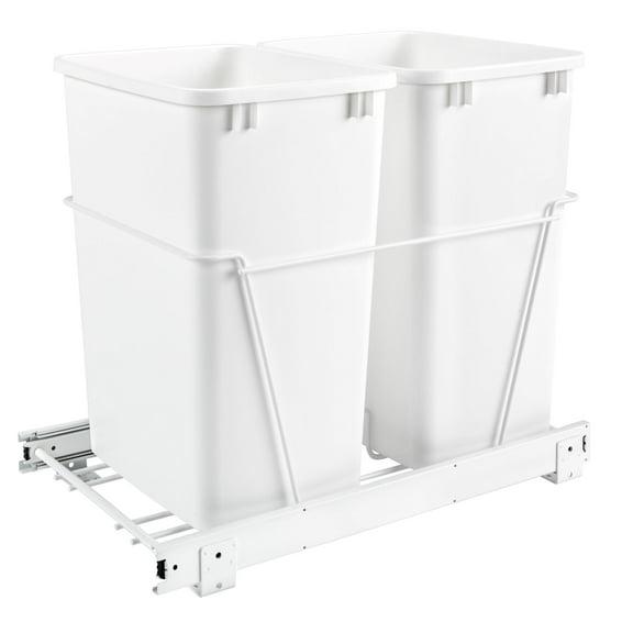 Rev-A-Shelf RV-18PB-2 S Double 35 Quart Pullout Waste Containers, White