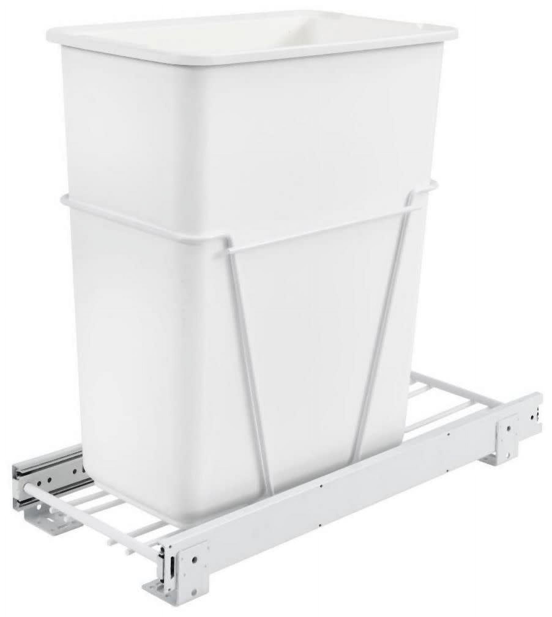 White Plastic Pull-Out Kitchen Waste Container with Steel Frame