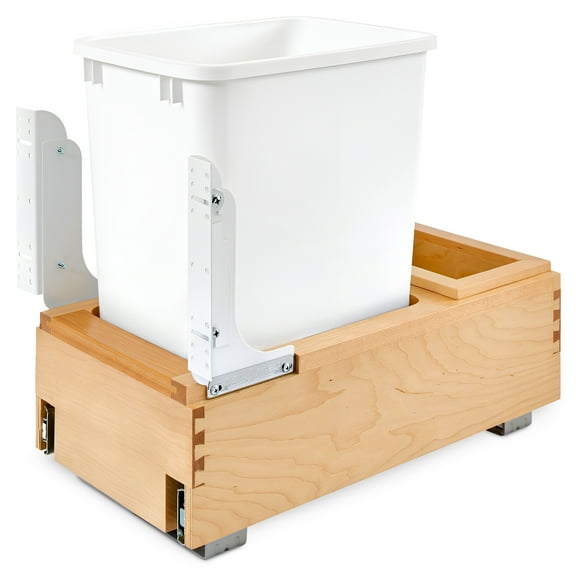 Rev-A-Shelf Single 35 Qt Pullout Bottom Mount Trash Container, Maple