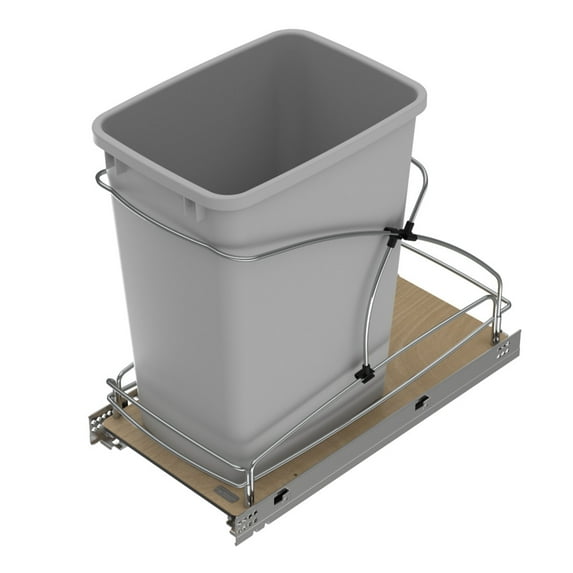 Rev-A-Shelf Single 35 Qt Pull Out Trash Containers, Gray, 54WC-1535SC-17-1