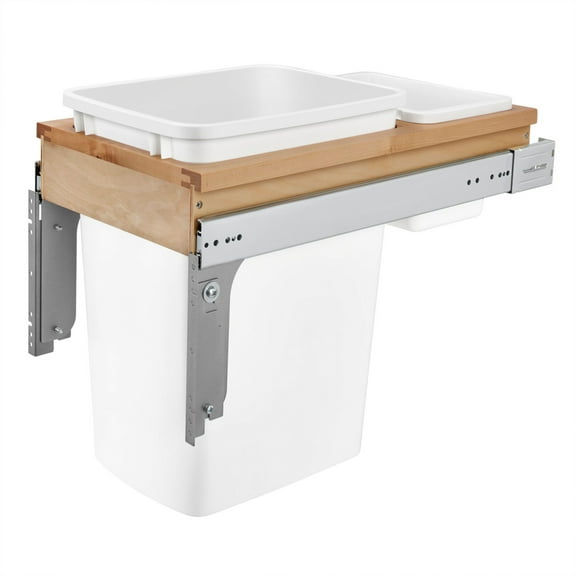 Rev-A-Shelf Top Mount Single Pullout Under Cabinet Trash Can, 35 Qt, 4WCTM-12DM1