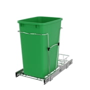 Rev-A-Shelf Single 35 Quart Sliding Pullout Waste Bin Container, Green