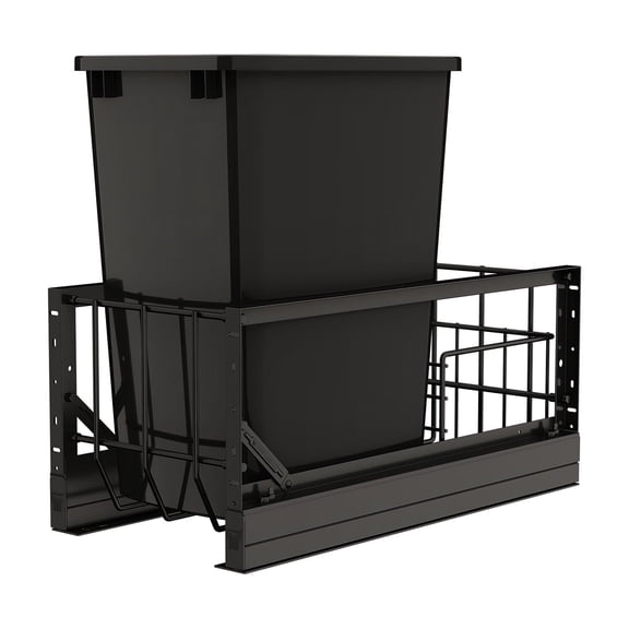 Rev-A-Shelf Single Pullout 35 Qt Kitchen Trash Can with Soft-Close, 5349-15DM-118