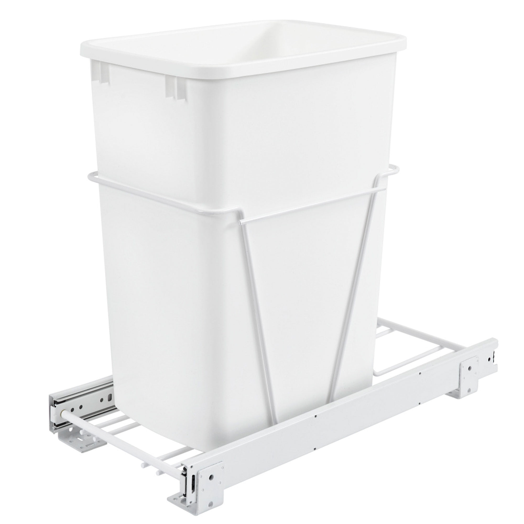 White 35 Quart Pull-Out Trash Can with Sliding Frame