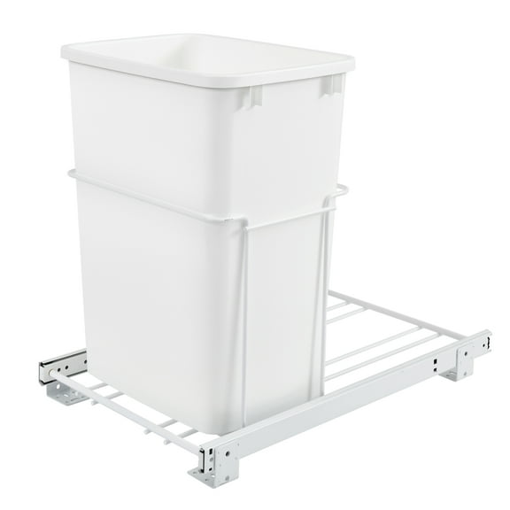 Rev-A-Shelf Single Pullout 35 qt. Trash Can for Kitchen Cabinets, RV-18PB-1