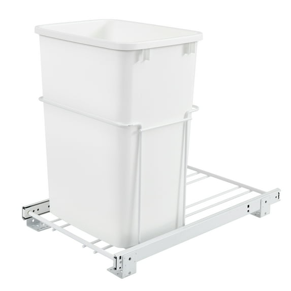 Rev-A-Shelf Single Pullout 35 qt. Trash Can for Kitchen Cabinets, RV-18PB-1