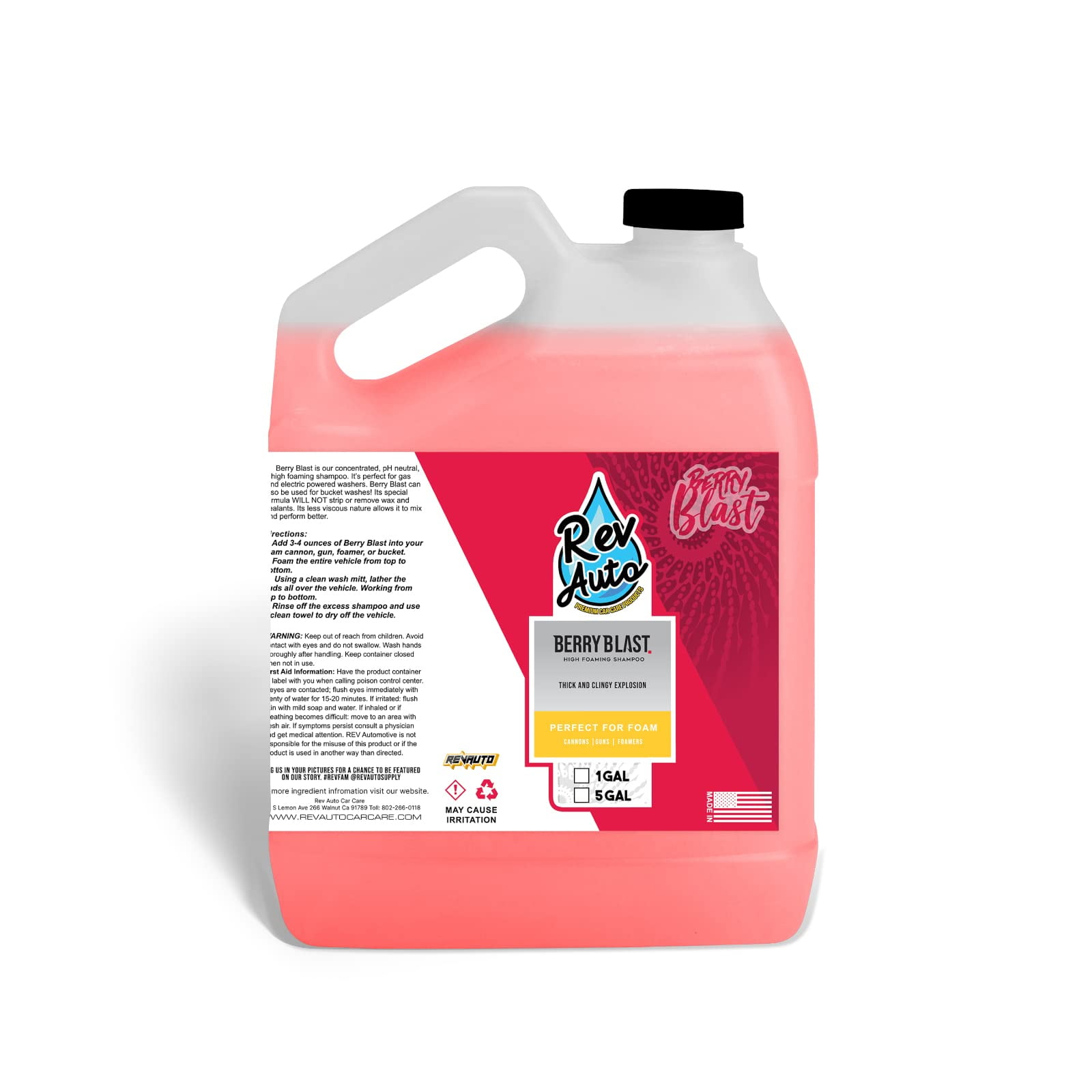 Rev Auto Berry Blast Shampoo pH Balance High Foaming Soap Best Car