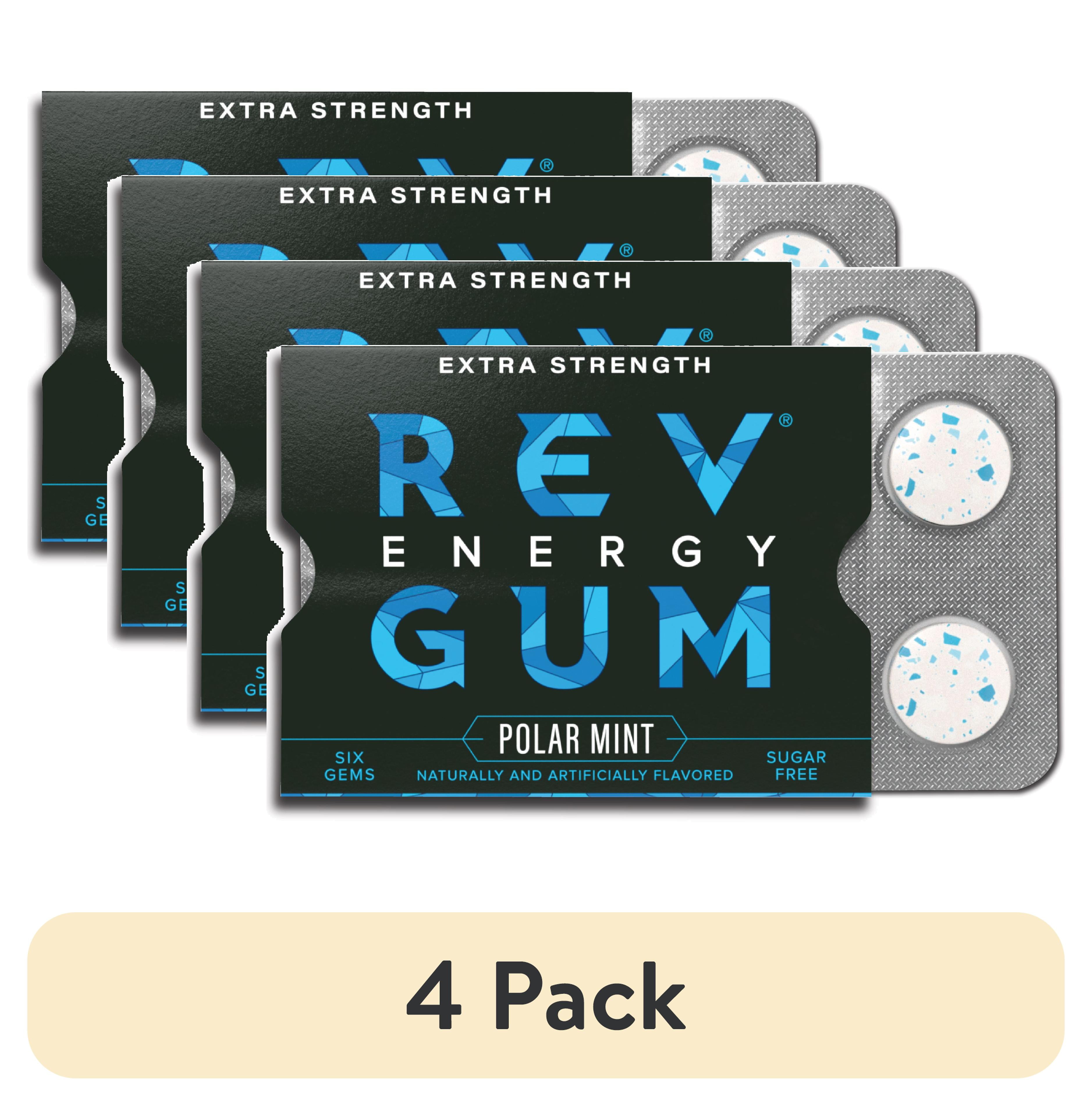 Rev Gum Sugar Free Extra Strength Polar Mint Energy Gum, 6 Pieces