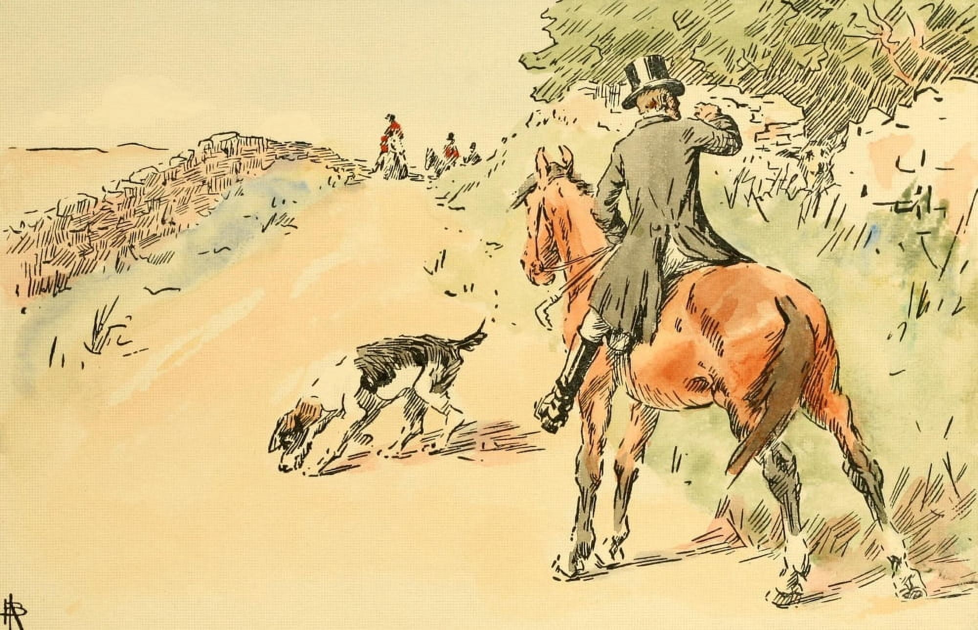 Rev John Russell 1902 Dog finds a hare Canvas Art - NHJ Baird (24 x 36)
