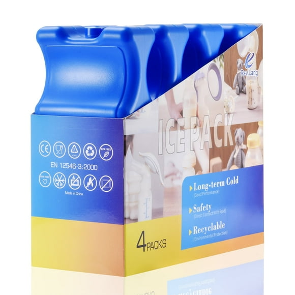 Rev. Lang Cold Ice Pack Contoured Wave Cooler for Breast Milk Bottle Bags (8.3*3.9*2inch, Set of 4 Pcs)