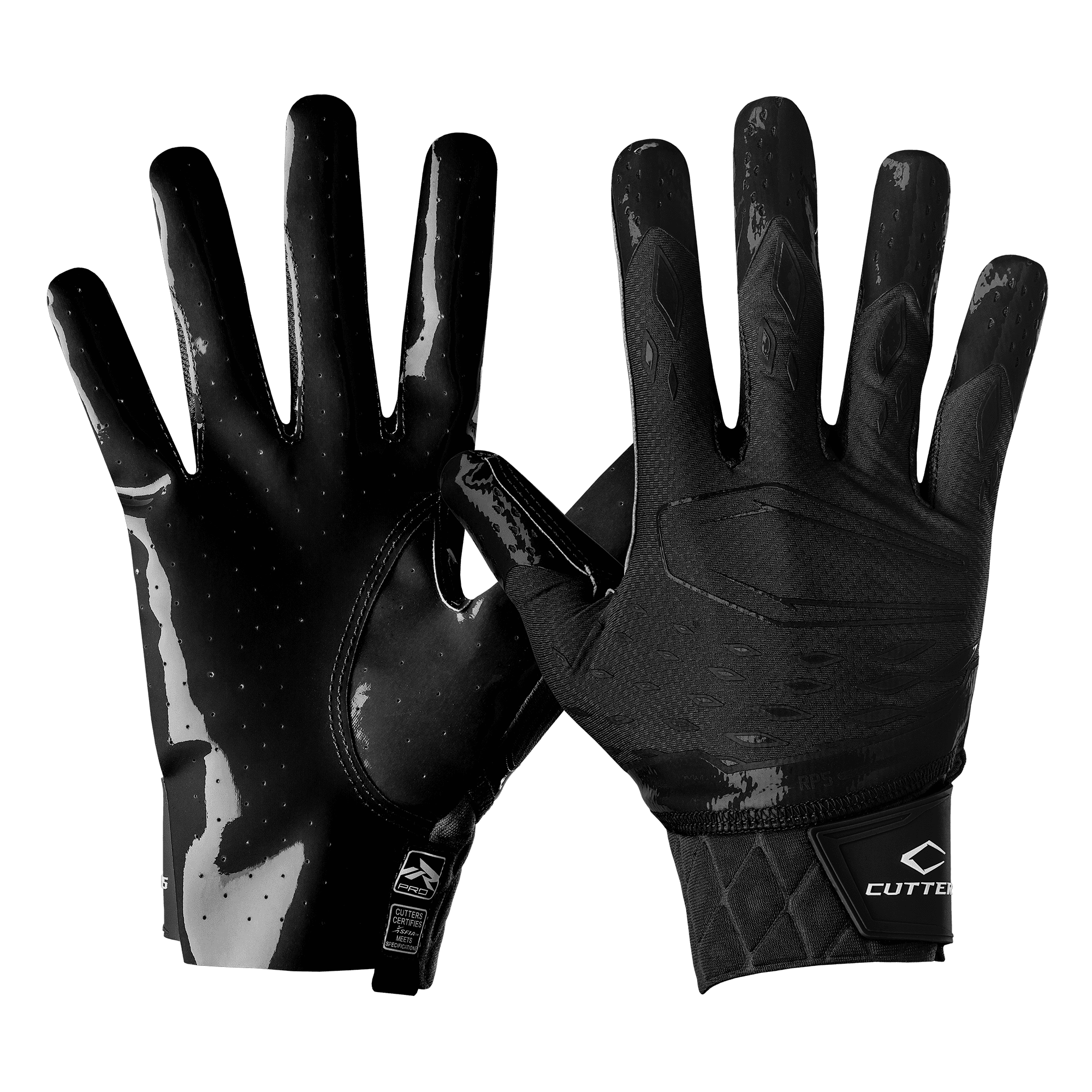 Cutters, Rev Pro 5.0 Football Receiver Gloves, Adult, XL, Solid Black