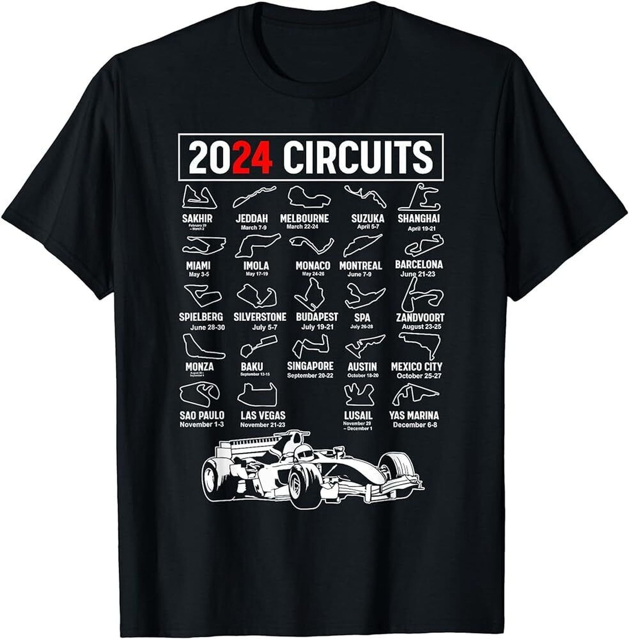 Rev Up Your Wardrobe with the 2024 Racing Circuit Calendar Tee Perfect for Motorsport Fanatics