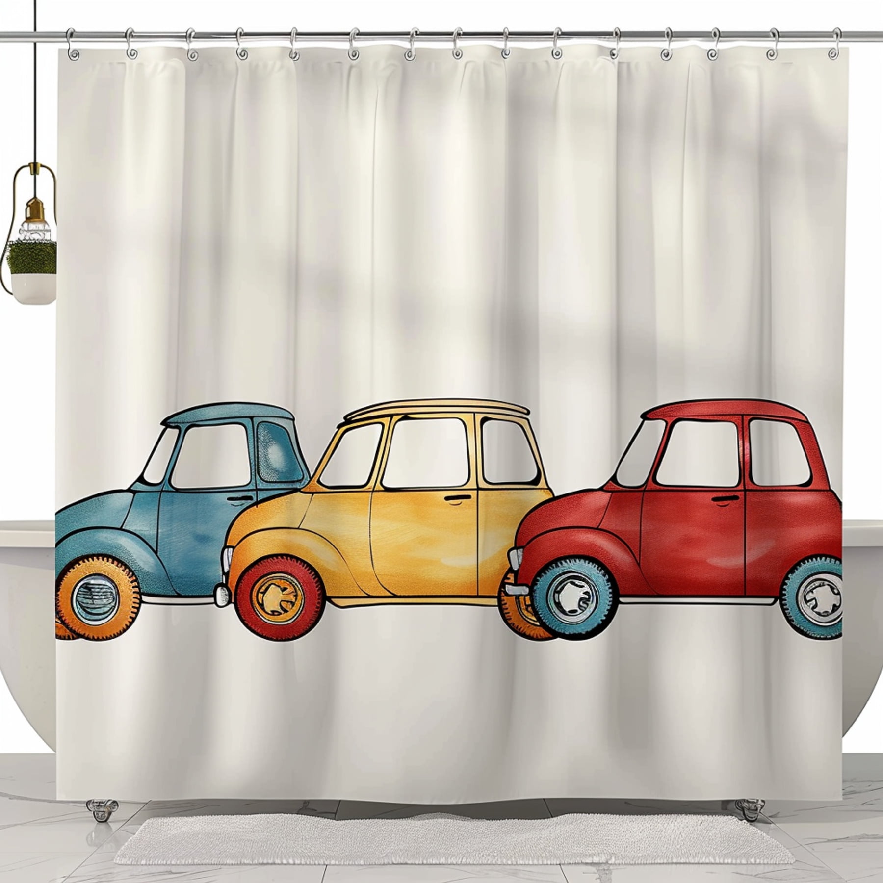 Rev up your bathroom decor with our Retro Ride Shower Curtain Vintage