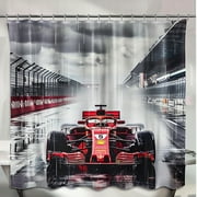 Rev up your bathroom with the Ferrari F209 Racing Team Shower Curtain Perfect for Men's Bathrooms and Home Decor Enthusiasts