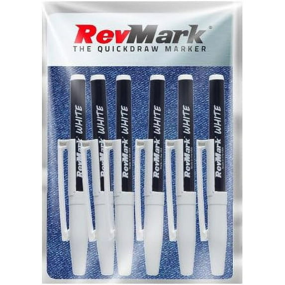 RevMark Industrial Marker - White Ink - Standard Tip - 6 Pack, Made in the USA. Bright Ink perfect for metal, pvc, pipe wood and replaces a paint marker.