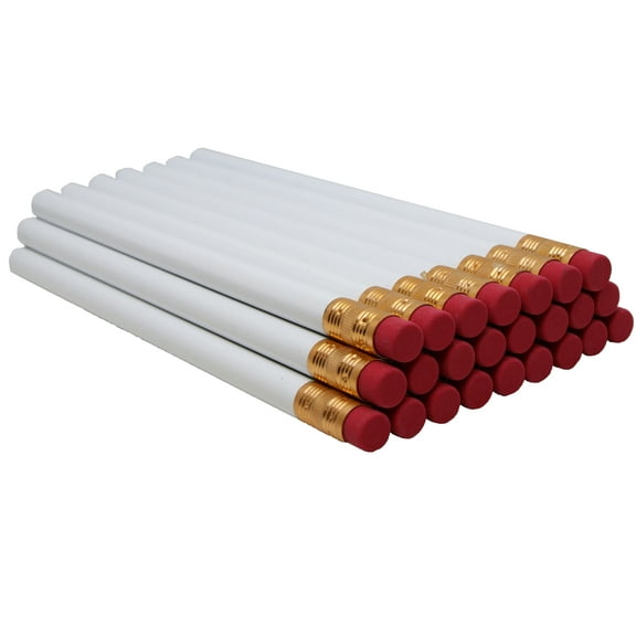 RevMark Jumbo Round White Pencil 24-Pack with Black Lead, Made in The USA. Quality Cedar Wood for Carpenters, Construction Workers, Woodworkers, Framers.