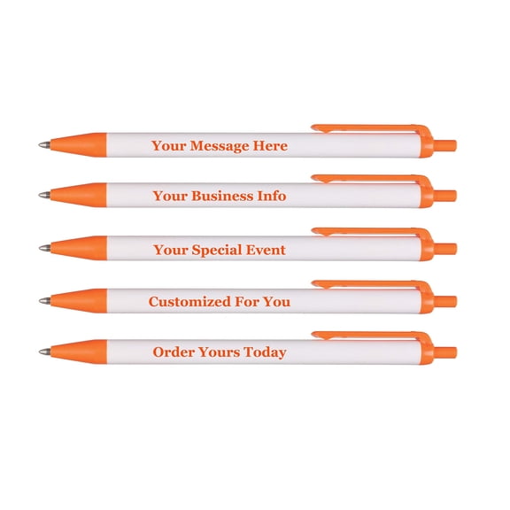RevMark Personalized Ballpoint Pen, Custom Printed Name, Business or Event Information, Timeless Advertising, USA Made Pens, Promotional Marketing, Smooth Black Ink, Bulk Pack (Orange,50 Ct.)