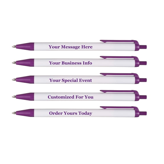 RevMark Personalized Ballpoint Pen, Custom Printed Name, Business or Event Information, Timeless Advertising, USA Made Pens, Promotional Marketing, Smooth Black Ink, Bulk Pack (Purple,50 Ct.)