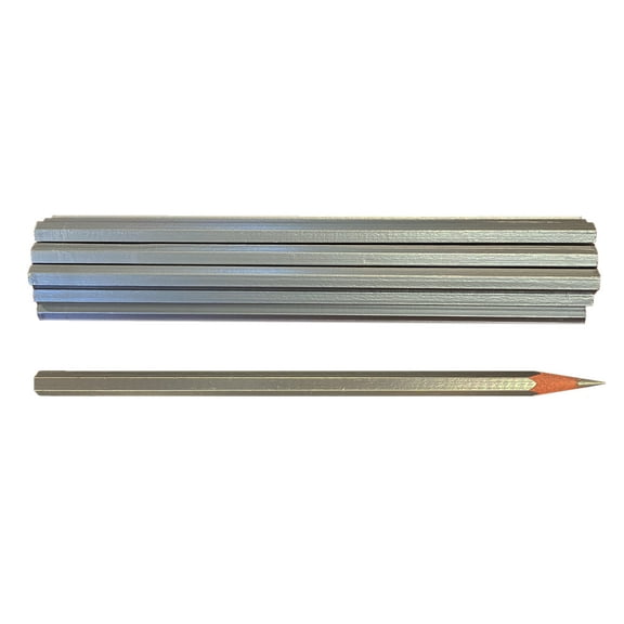 RevMark Silver Hex Pencil with Silver Lead 12-Pack Made in the USA Gift and Quality Marking for Construction Workers, Metal Work, Welders, Plumbers, Framers For Smooth and Rough Surfaces