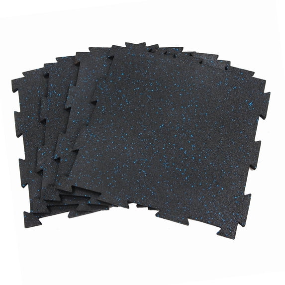 RevTime 6pcs Interlocking Rubber Floor Tile 20"x20"x3/8", 10 mm Thick SBR & EPDM Rubber for Home Gym floor, Fitness Floor, Exercise Equipment Mats and Garage Floors (17 sq.ft)