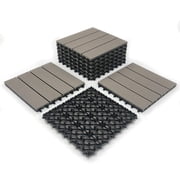 RevTime Easy DIY Wood-Plastic Deck Tiles 12" x 12" x 3/4 , Gray 9 Pcs