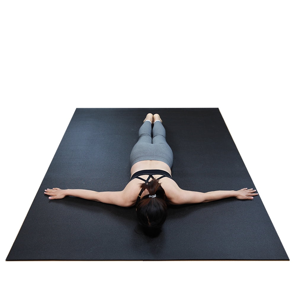 RevTime Extra Large Exercise Mat 7' x 5', 1/4" Thick & High Density Mat for Home Workouts, Gym, Yoga, Black