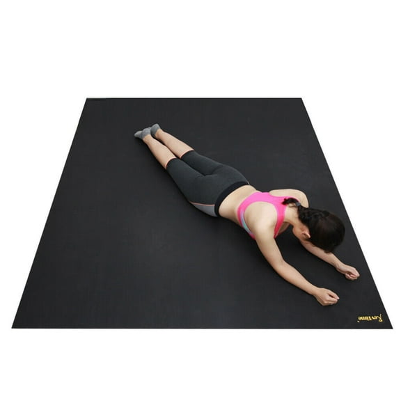 RevTime Extra Large Exercise Mat 8 x 6 Feet (96"x 72"x1/8") Black