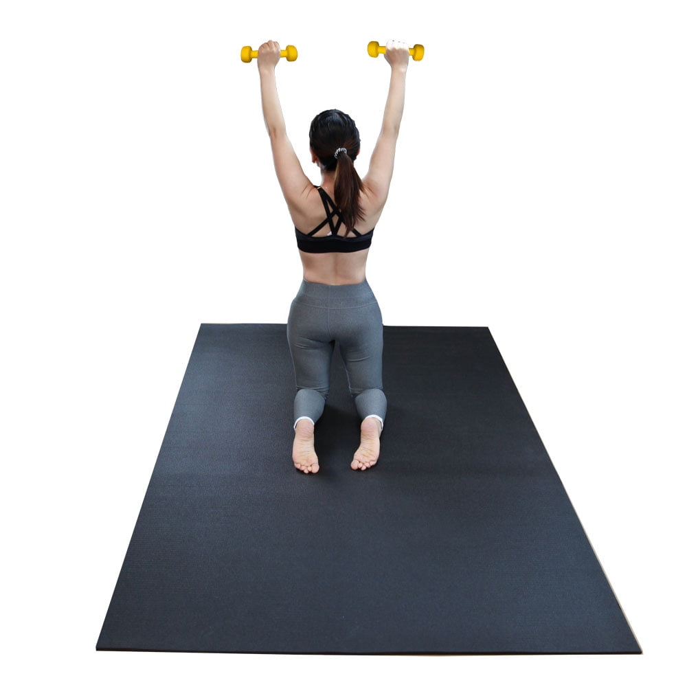 RevTime Large Exercise Mat 6 x 4 feet, 1/4" Thickness, Thick & High Density Gym Mat, Black