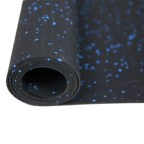 RevTime Rubber Treadmill Mat 6.5'x3', Black with Blue Flecks