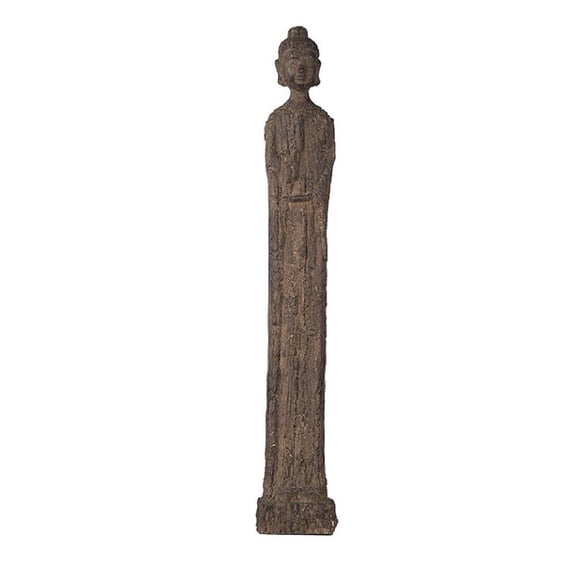 Reva Standing Buddha Sculpture- Distressed Brown Polyresin 24 Inch