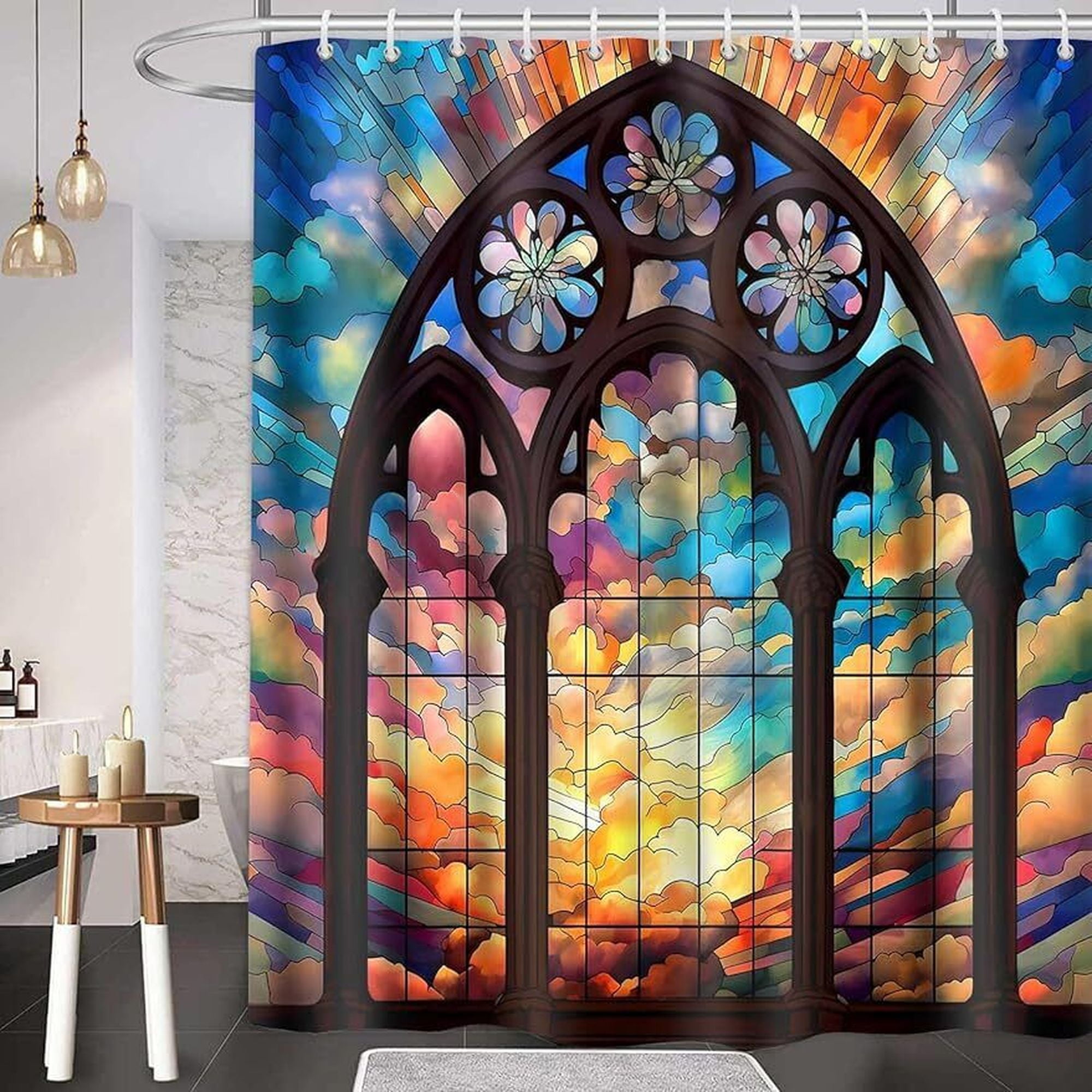 Revamp Your Bathroom with a Stunning Stained Glass Shower Curtain