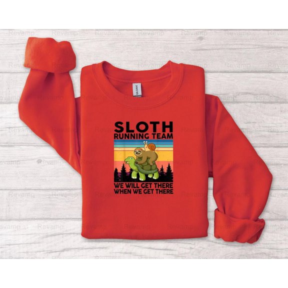 Revamp62 Sloth Running Team Funny 5k, Marathon Runner T-Shirt, for Unisex, up to size 5XL.
