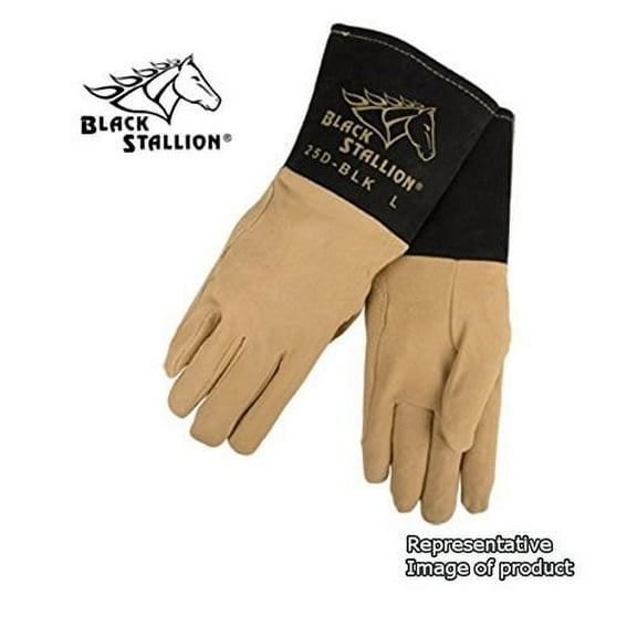 Black Stallion 25D-BLK Premium Deerskin TIG Welding Gloves, Medium