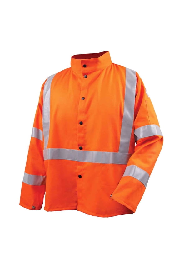 JF1012-OR Hi-Vis Safety Welding Jacket with FR Reflective Tape, Safety Orange, X-Large