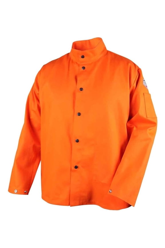 Revco FO9-30C-L FR Welding Jacket - Large, Orange - Flame Resistant Cotton Welding Coat for Light Duty Work