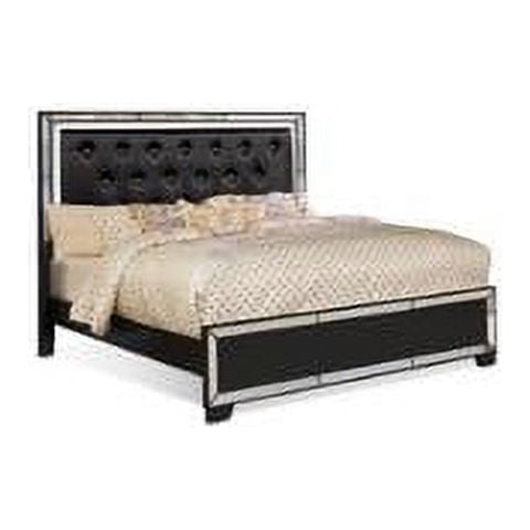 Reve & Belle Crystal Tufted with LED Queen Bed in Black