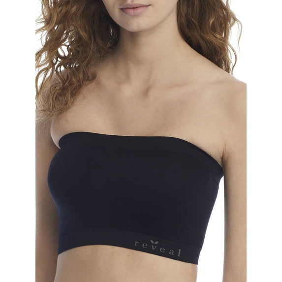 Reveal MDNIGHT BLACK Seamless Bandeau Longline Bra, US Medium