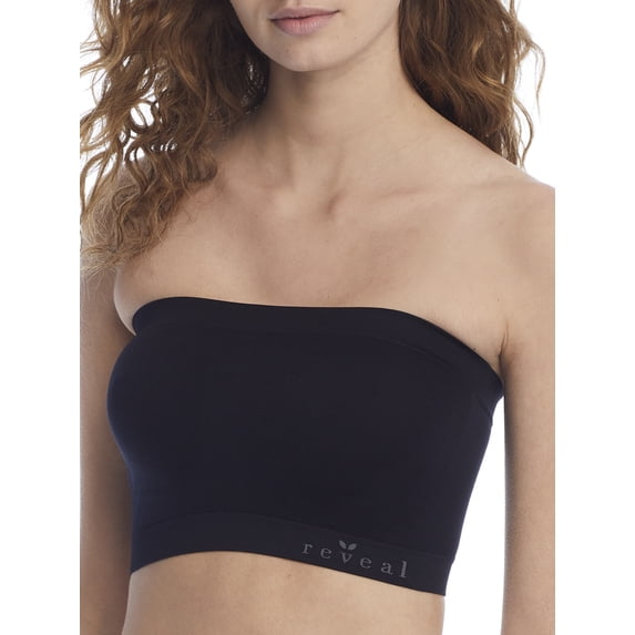 Reveal MIDNIGHT BLACK Seamless Bandeau Longline Bra, US Small