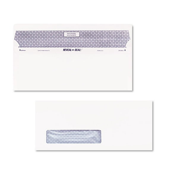 Reveal-N-Seal Security-Tint Envelope, Address Window, #10, Commercial Flap, Self-Adhesive Closure, 4.13 x 9.5, White, 500/Box | Bundle of 2 Boxes