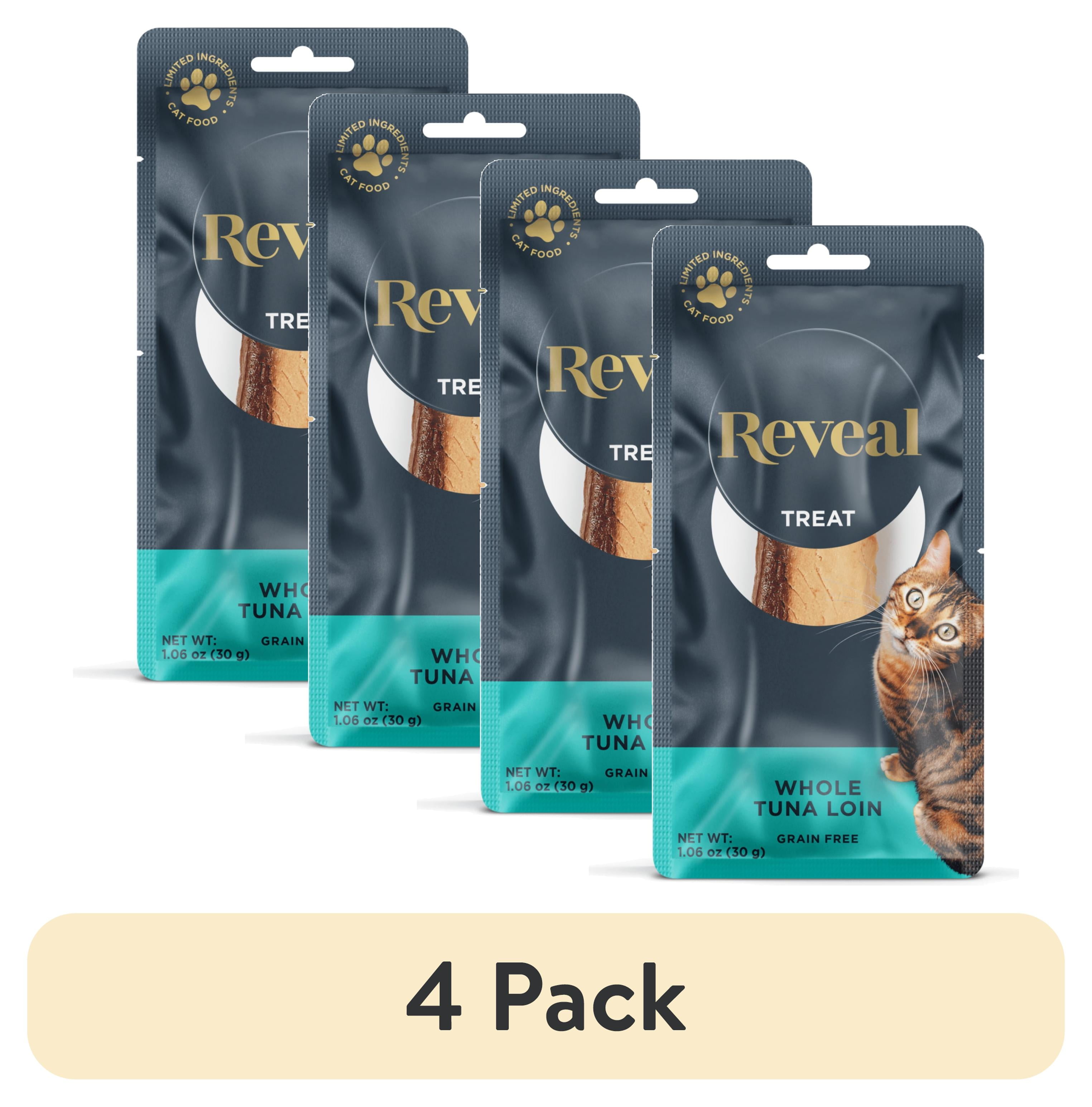 (4 pack) Reveal Natural Cat Treat, Whole Tuna Loin, 1.06 oz (Reveal Pet