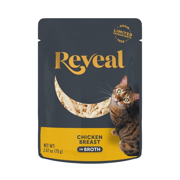 Reveal Pet Food, Natural Wet Cat Food, 12 Pack, Chicken Breast in Broth, 2.47oz Pouches