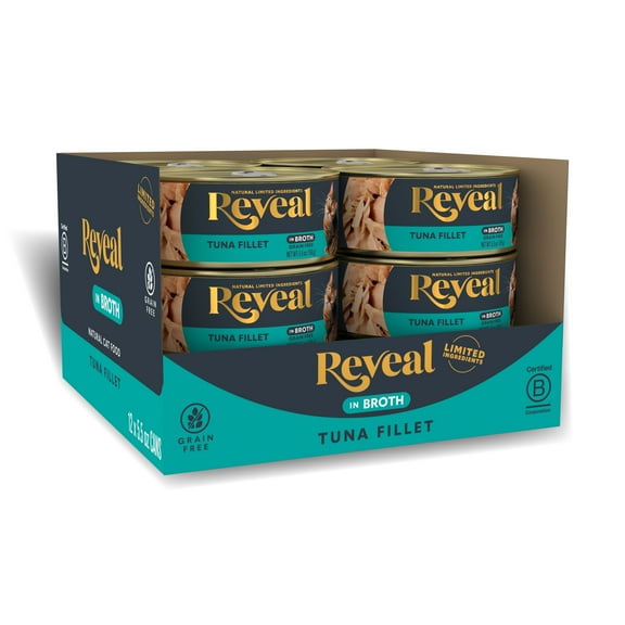 Reveal Natural Wet Cat Food, 12 Pack, Tuna Fillet in Broth, 5.5oz Cans