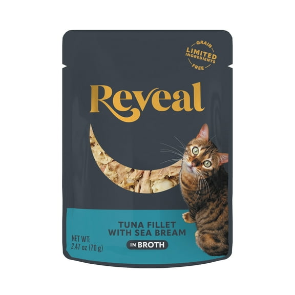 Reveal Pet Food, Natural Wet Cat Food, Tuna with Sea Bream in Broth, 2.47 oz Pouches