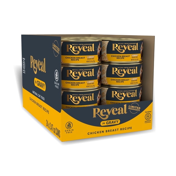 Reveal Pet Food, Natural Wet Cat Food, 24 Pack, Chicken Breast in Gravy, 2.47oz Cans