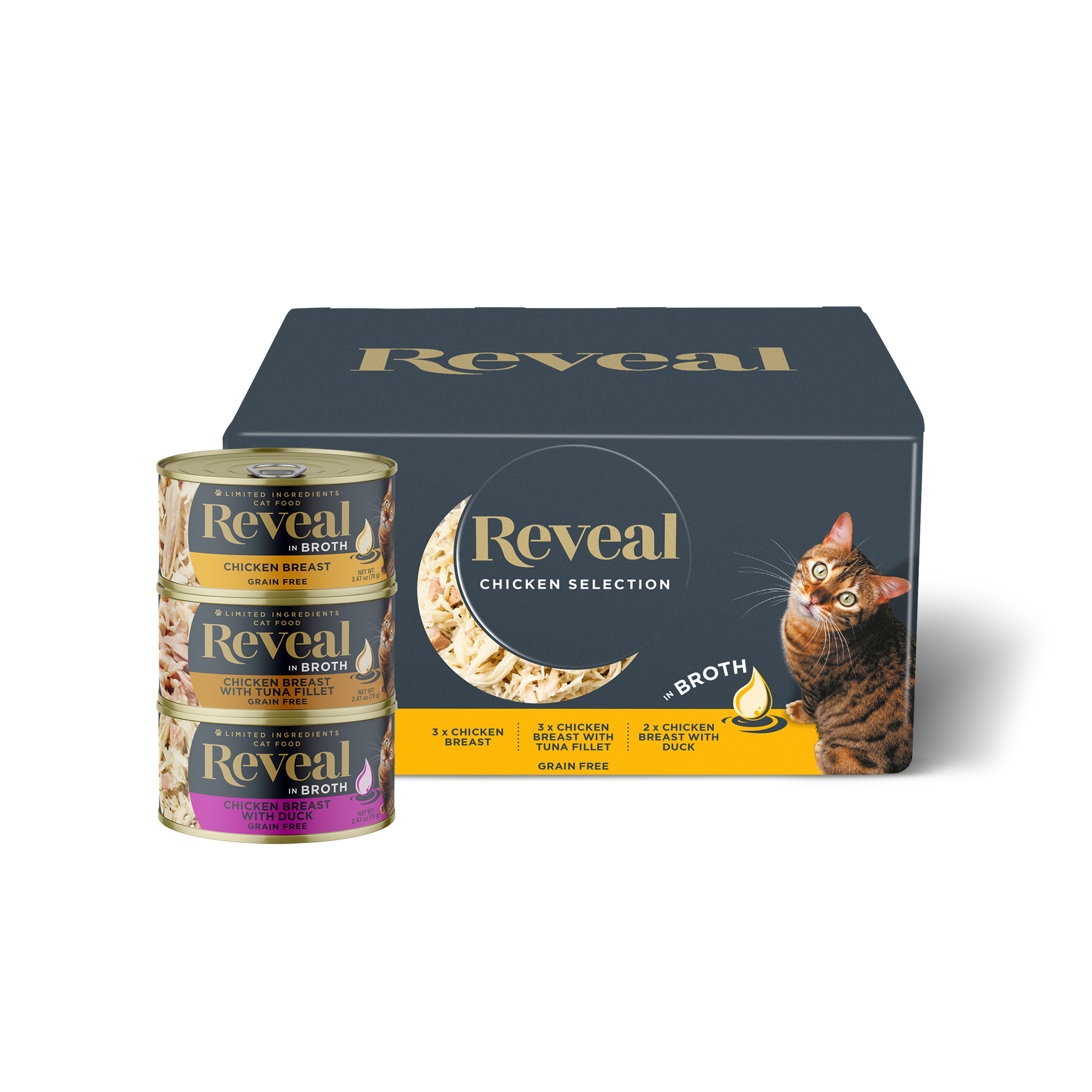 Reveal Natural Wet Cat Food, Fish in Broth Variety Pack, 2.47oz 8 Cans