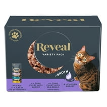 Reveal Natural Wet Cat Food, Fish & Chicken in Broth Variety Pack, 12 x 2.47 oz Pouches