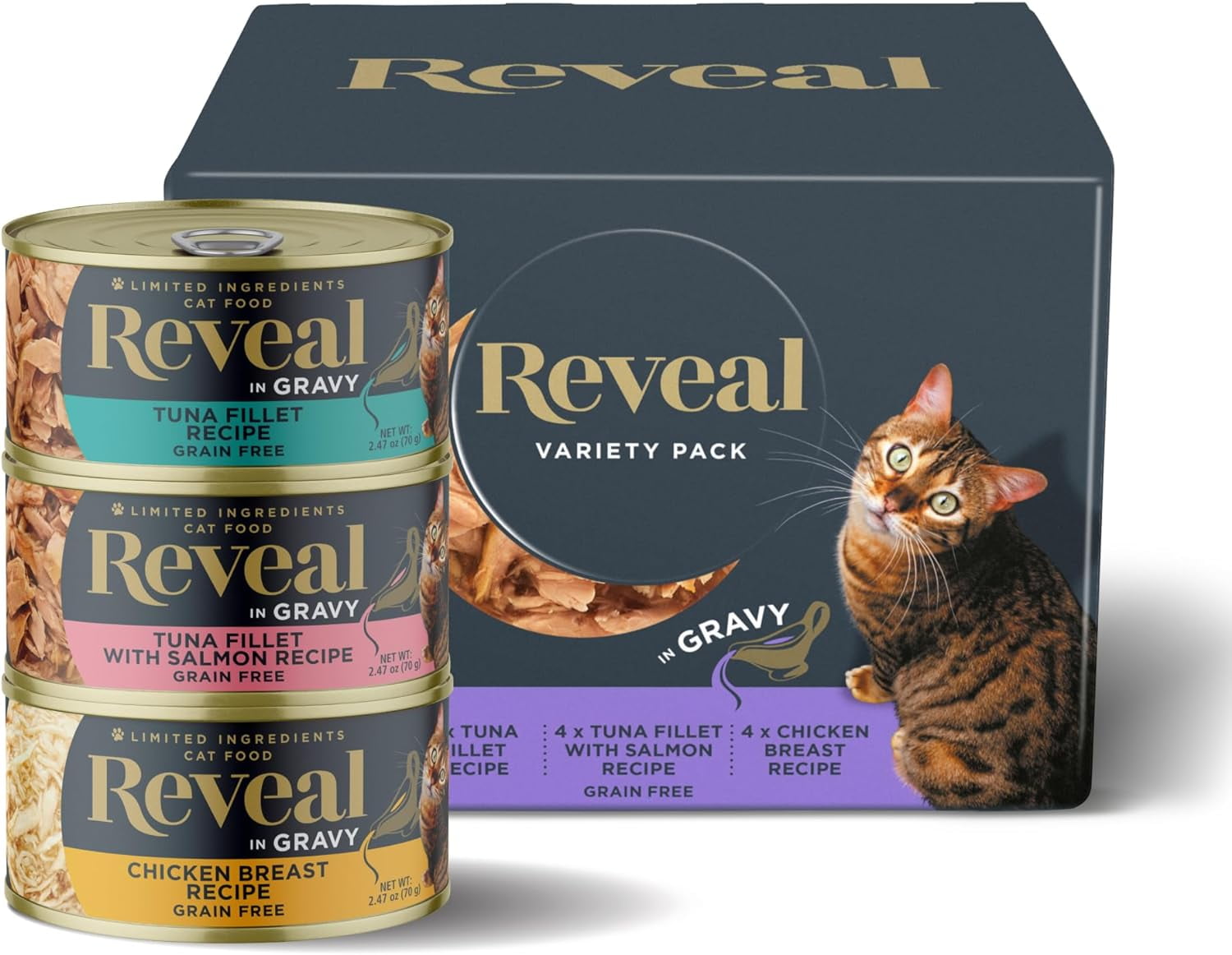 Reveal Natural Wet Cat Food, Fish & Chicken in Gravy Variety Pack, 12 x